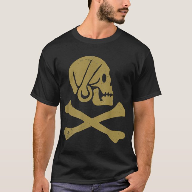 Camiseta Crânio De Pirata De Halloween E Crossbones (Frente)