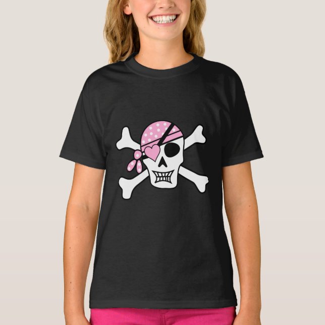 Camiseta Crânio de Pirata e Ossos Negro (Frente)