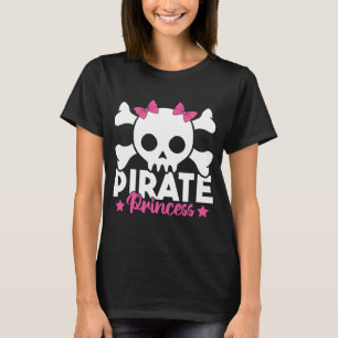 Camiseta Crânio de Pirata Rosa-Rosa e Crossbo