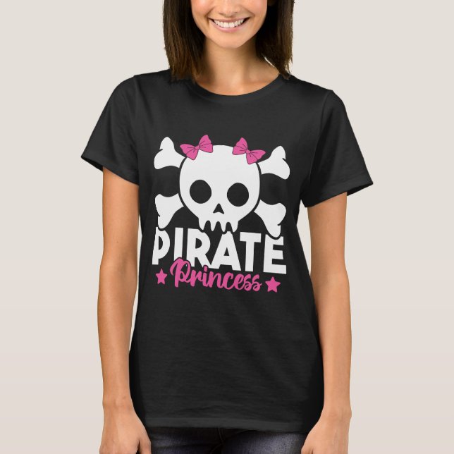 Camiseta Crânio de Pirata Rosa-Rosa e Crossbo (Frente)