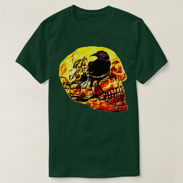 Camiseta crânio de raven tatuado de viking (Frente do Design)