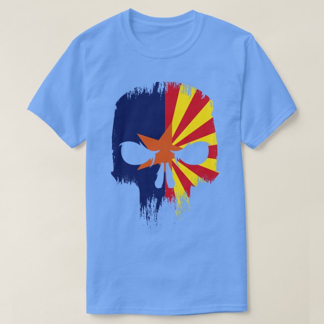 Camiseta Crânio de Sinalizador de Estado de Arizona de Grun (Frente do Design)