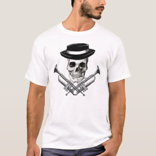 Camiseta Crânio de Ska com crossbones da trombeta