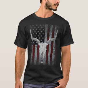 Camiseta Crânio de Touro Bandeira Americana Crânio de Vaca