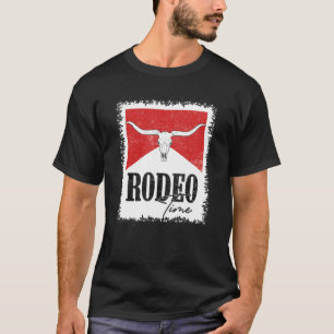 Camiseta Crânio de Touro Country Western Vintage Branqueado