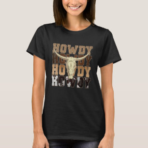 Camiseta Crânio de Touro Rodeio Texas Ocidental Leopardo Ho