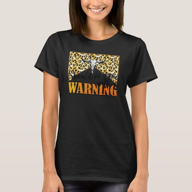 Camiseta Crânio de Vaca Leopardo Devia Ter Vindo Com Um Avi (Frente)