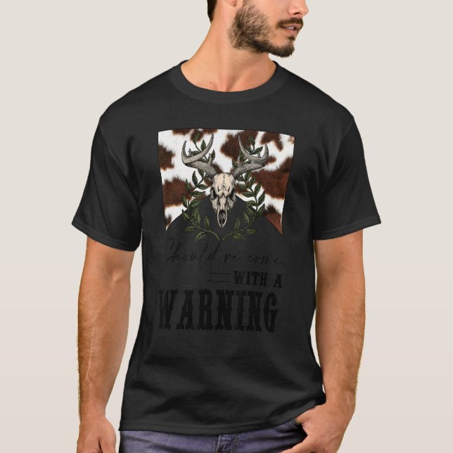 Camiseta Crânio de Vaca Leopardo Devia Ter Vindo Com Um Avi (Frente)