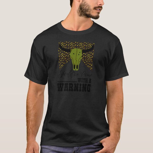 Camiseta Crânio de Vaca Leopardo Feminino Devia Ter Vindo C (Frente)