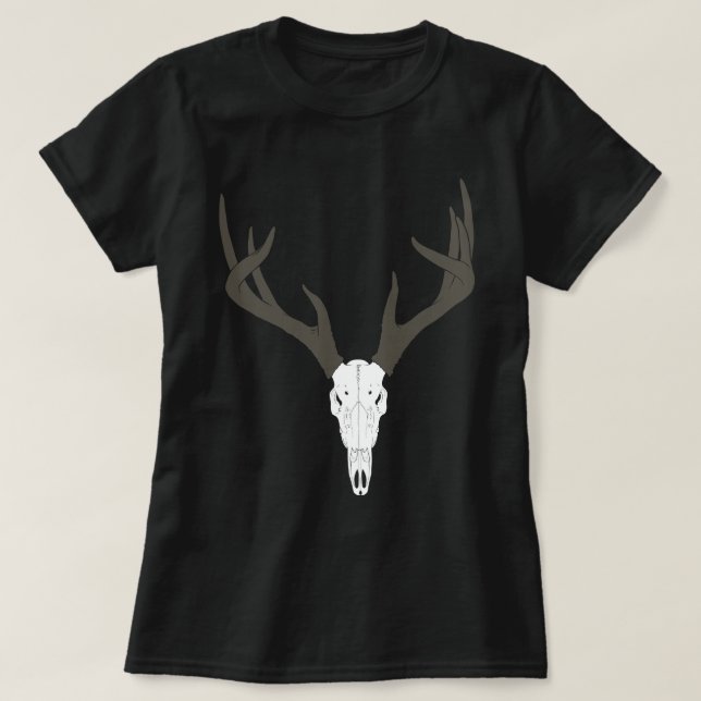 Camiseta Crânio de Veado Branco Personalizável (Frente do Design)