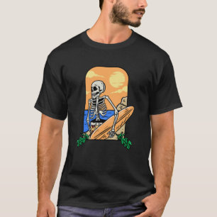 Camiseta Crânio De Verão Com Víblias De Praia De Surfboat