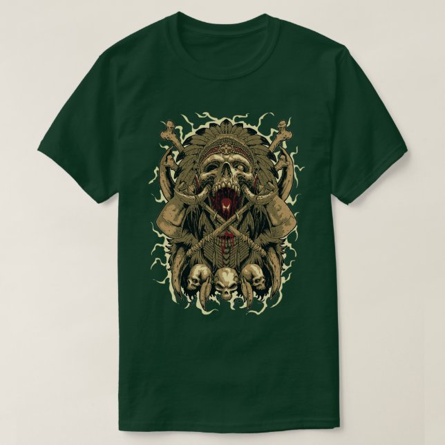 Camiseta crânio de vikings barbudo (Frente do Design)