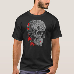 Camiseta Crânio Decorativo Occulto Artístico e Capa de Esqu