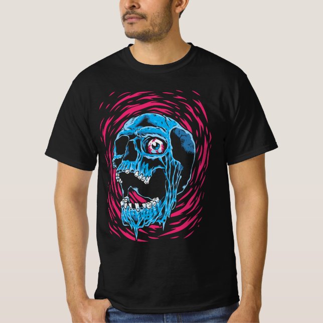 Camiseta Crânio Derretendo: Horror Psicodélico (Frente)