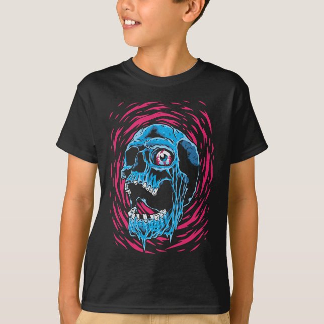 Camiseta Crânio Derretendo: Horror Psicodélico (Frente)