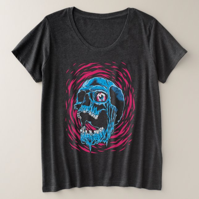 Camiseta Crânio Derretendo: Horror Psicodélico (Frente do Design)