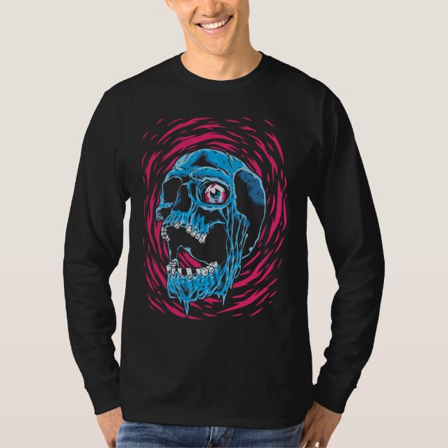 Camiseta Crânio Derretido: Horror Psicodélico (Frente)