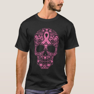 Camiseta Crânio do Açúcar K Fita Calavera Cancer da Mama Aw