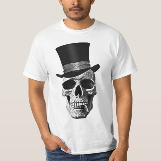 Camiseta Crânio do chapéu alto (Frente)