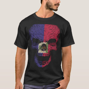 Camiseta Crânio do Haiti Sinalizador esquelético Raízes Hai