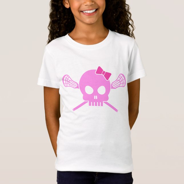Camiseta Crânio do Lacrosse da menina (Frente)