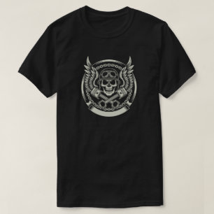 Camiseta Crânio do motociclista com o emblema das asas e