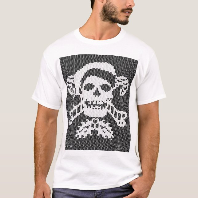 Camiseta Crânio dos Crossbones do papai noel no estilo feio (Frente)