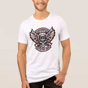 Camiseta Crânio e Asas Aerotransportadas de Paraquedistas