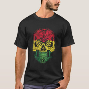 Camiseta Crânio E Bandeira De Rosas Da Bolívia