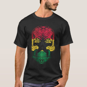 Camiseta Crânio E Bandeira De Rosas Do Gana