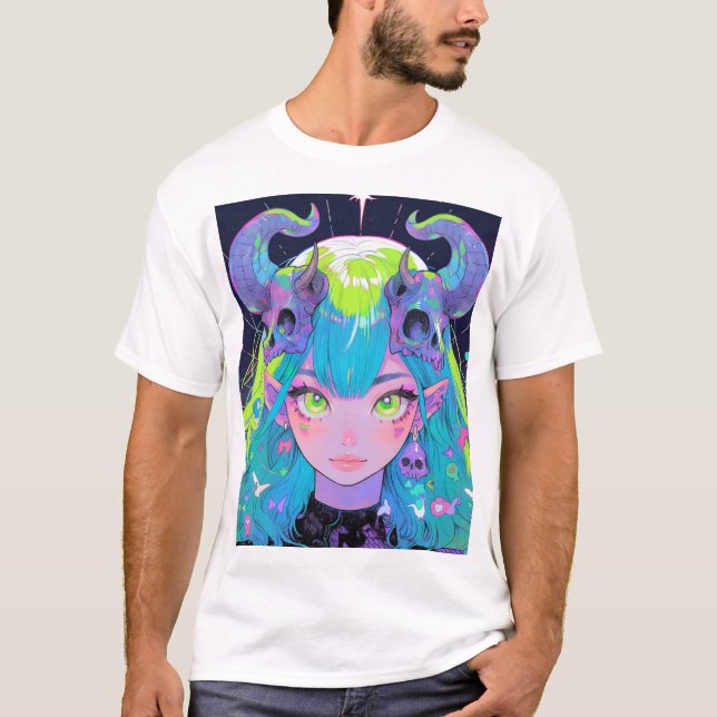 Camiseta Crânio e Cornos, Rapariga de Pedra (Frente)