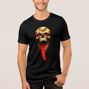 Camiseta Crânio e Corrente – Língua Vermelha Gótica Ousada