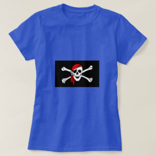 Camiseta Crânio e Crossbones do pirata com Bandana vermelh