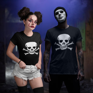 Camiseta Crânio e Crossbones Halloween Dark Unisex
