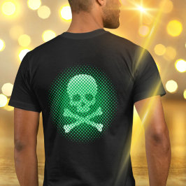 Camiseta Crânio e Crossbones Neon Verde Legal Gótico Modern