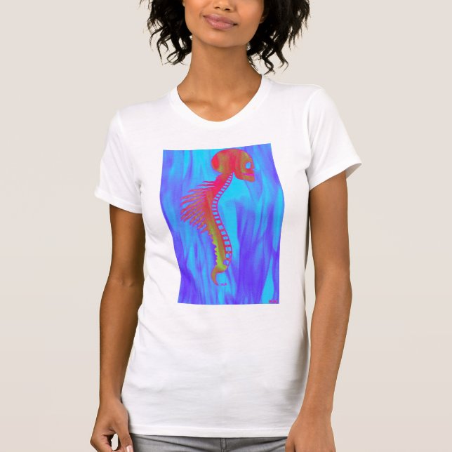 Camiseta Crânio e espinha com Farpa-Indiglo tribal (Frente)