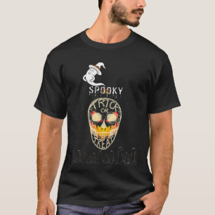 Camiseta Cranio e Fantasmas Assustadores de Halloween