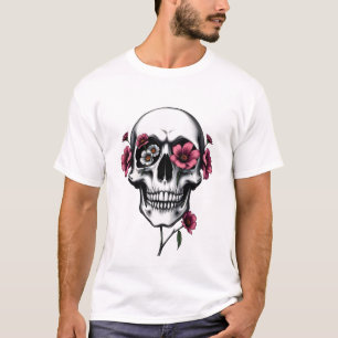 Camiseta Cranio e Flores: Florada Eterna