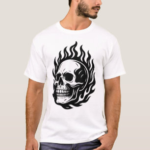 Camiseta crânio e fogo