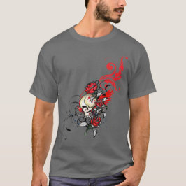 Camiseta Crânio e rosas vermelhos