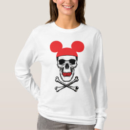 Camiseta Crânio em Boné de Orelha de Rato de Desenho Animad