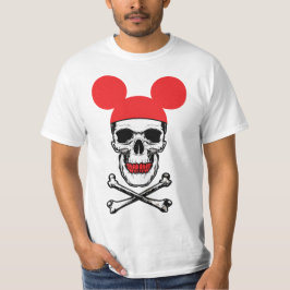 Camiseta Crânio em Chapéu de Orelha de Rato de Desenho Anim