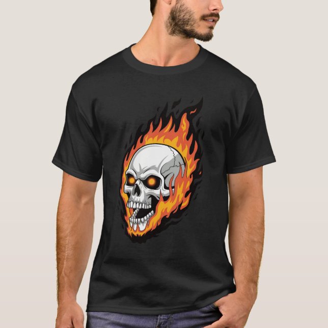 Camiseta crânio em fogo (Frente)