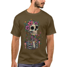 Camiseta Crânio Esqueleto Arte Gótica Fantasia Som