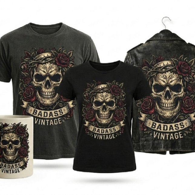 CAMISETA CRÂNIO ESTILO VINTAGE DE DESIGN OUSADO (Criador carregado)