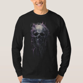 Camiseta Crânio Etéreo Abstrato Grunge Escuro Manga Longa