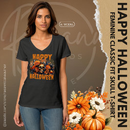 Camiseta Crânio Feliz Dia das Bruxas