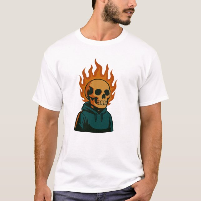 Camiseta Cranio Flamejante (Frente)