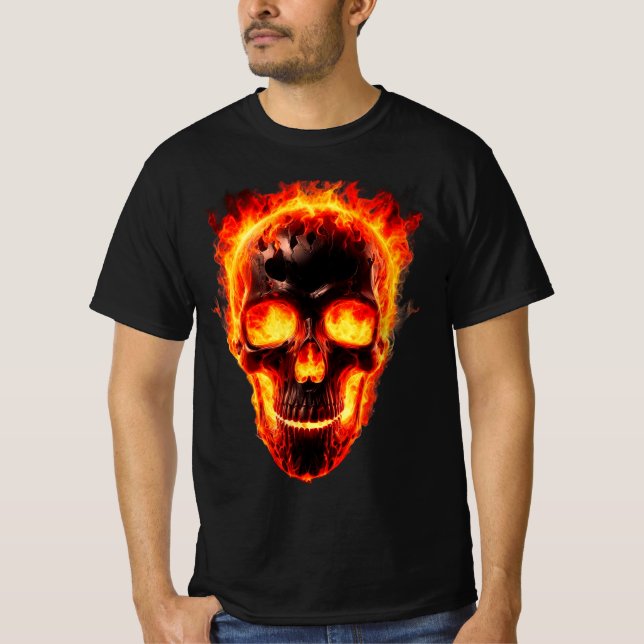 Camiseta crânio flamejante (Frente)