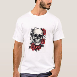 Camiseta Crânio Floral Gótico